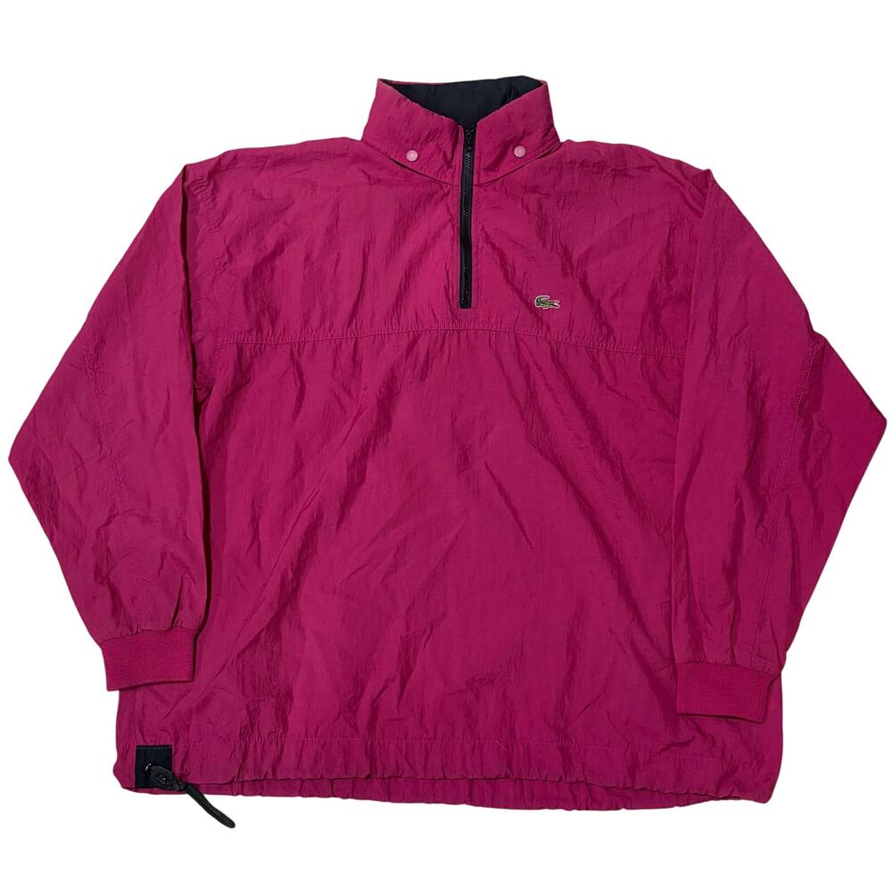 Vintage Lacoste Windbreaker Jacket Packable Hooded Lightweight Vented Red L/XL